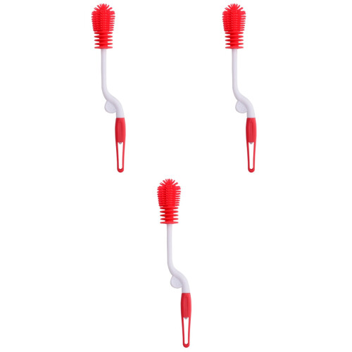 3Pcs Red Silicone Bottle Brush with Tear-Resistant Removable Head 2