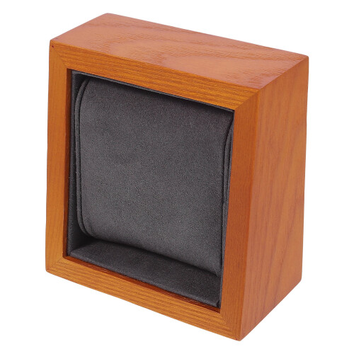 2Pcs Grey Wooden Watch Box Durable Storage Case with Removable Pillows 1