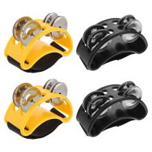 4Pcs Assorted Color Foot Percussion Tambourine with Metal Jingle Bells