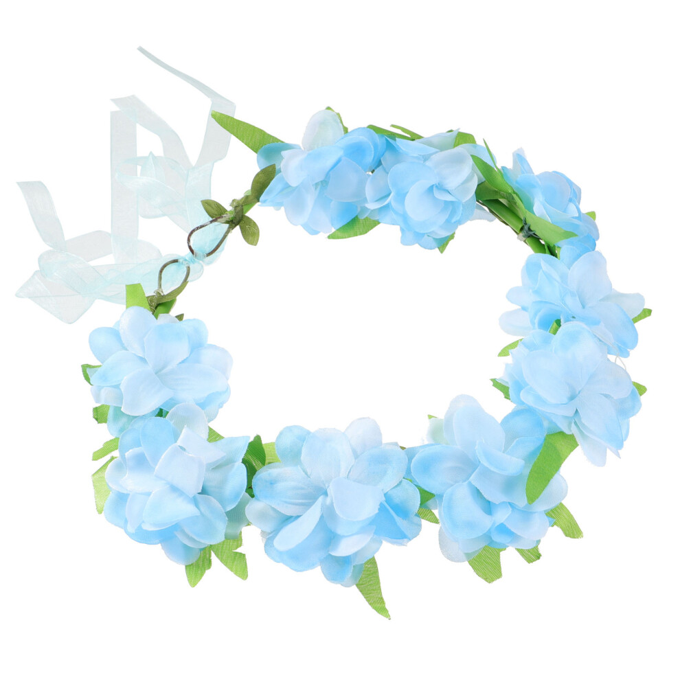 3St Blauwe Bloemenkrans Haarband Fotoprop Levendig En Decoratief-image