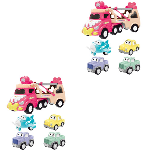 2Sets Model Truck Speelgoed Roze Pull-Back Auto Voor Kinderen 2