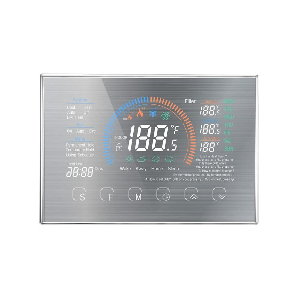 Wifi Thermostat 4.8 Inch Lcd Touch Screen Thermostat For Heat Pump C-Wire Adapter Included 4711672657787