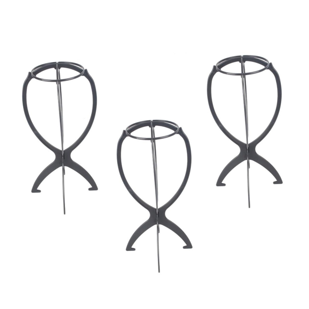 Unisex Black Foldable Wig Stand Plastic Holder Maintains Wig Shape For Travel Salon And Home Storage