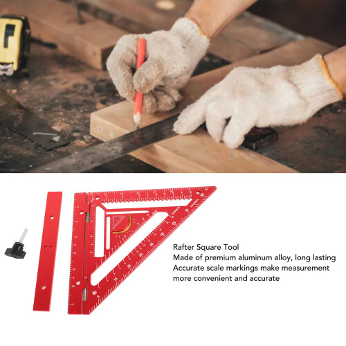 Regla-escuadra triangular de aluminio roja para cerchas 1