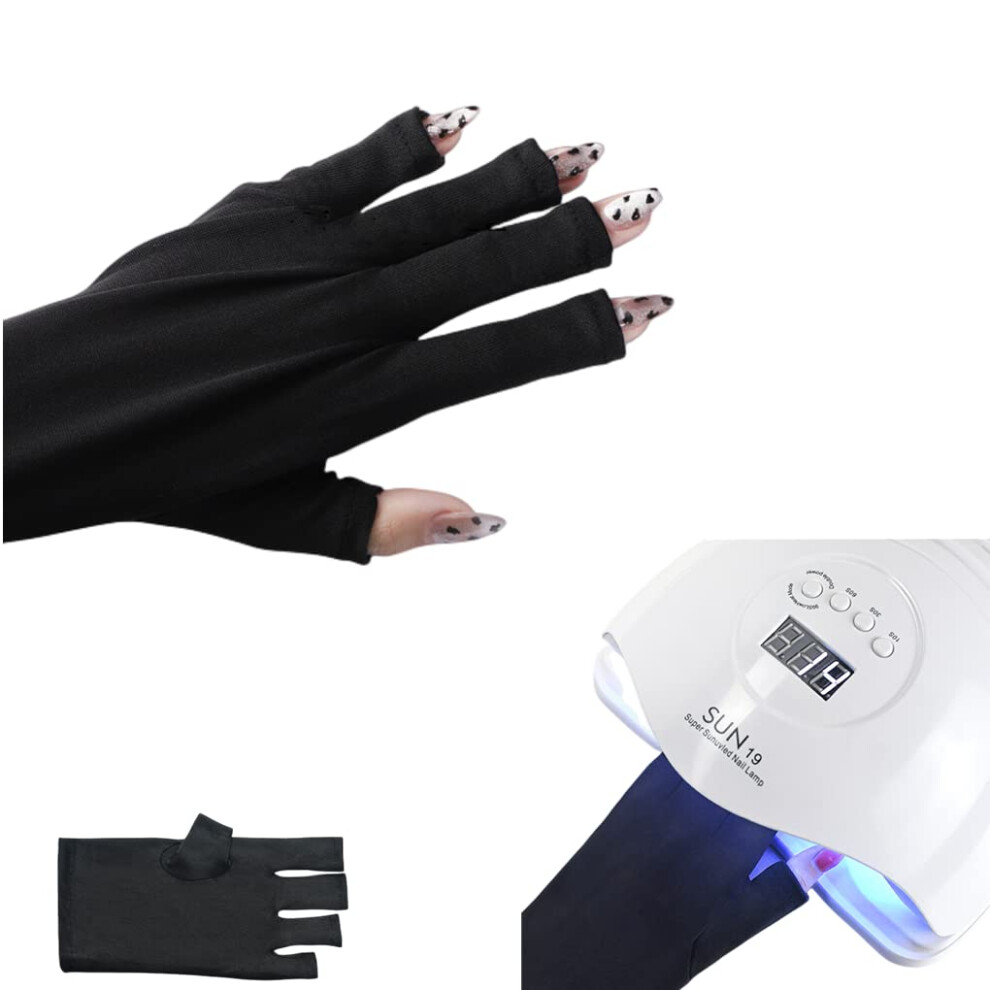 Black Uv Protection Gloves For Gel Nail Lamp, Antiuv Shield For Manicures, Fingertip