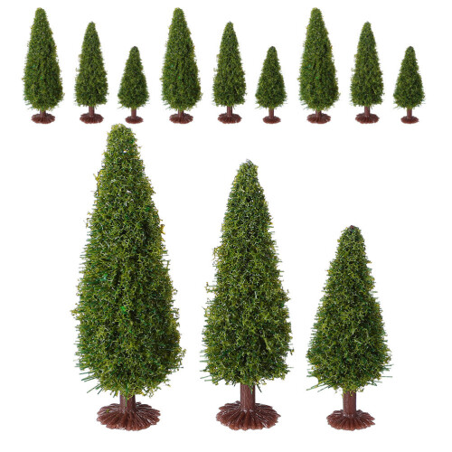 24Pcs Green Plastic Model Trees for DIY Crafts Miniature Train Scenery