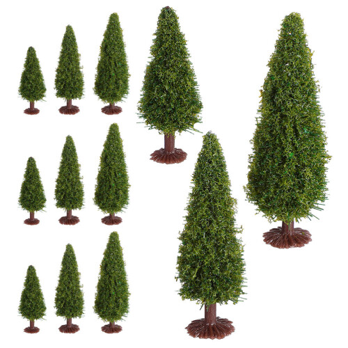 24Pcs Green Plastic Model Trees for DIY Crafts Miniature Train Scenery 2