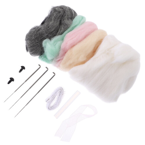 2Sets DIY Needle Felting Kit Assorted Color Rabbit Wool Tools