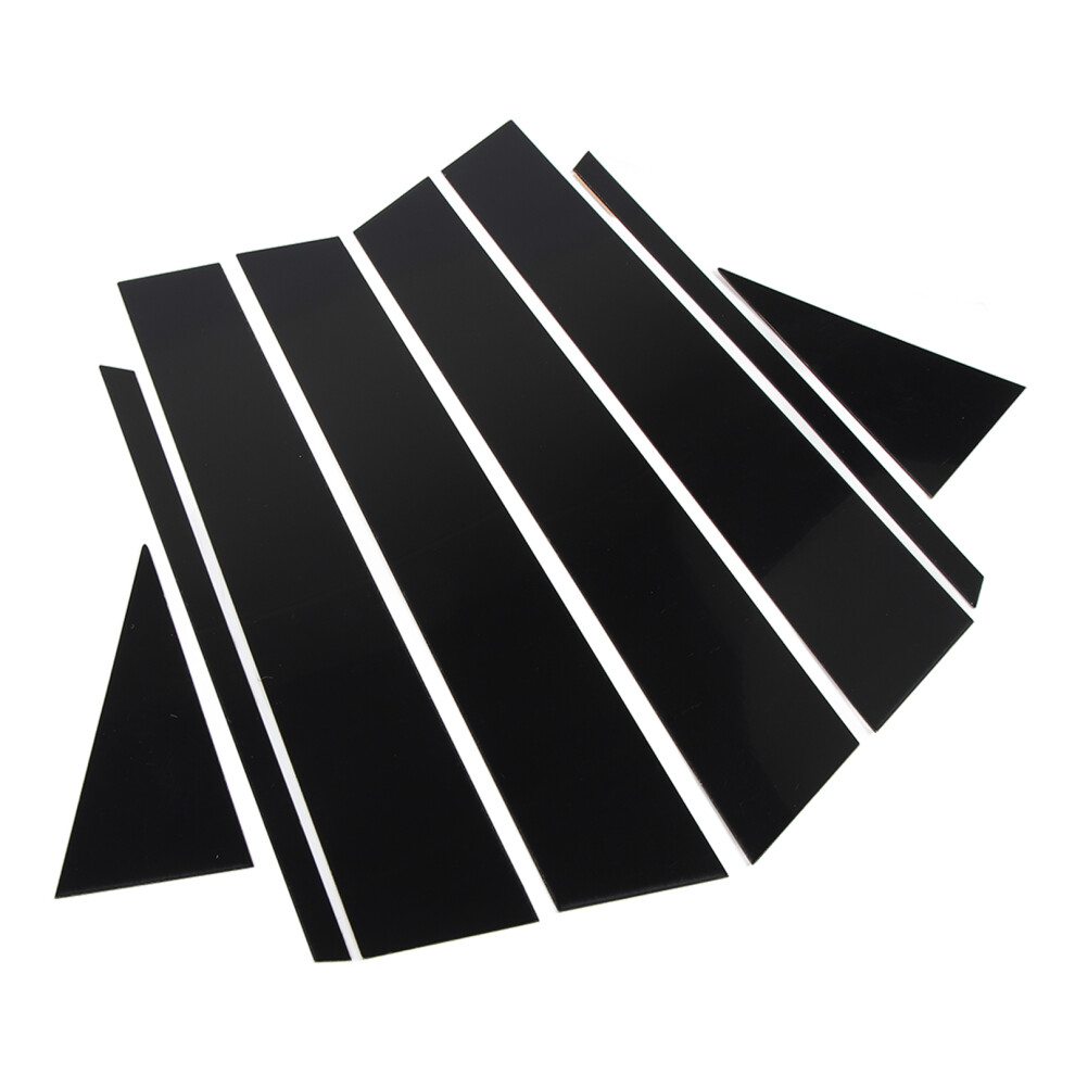 8Pcs Gloss Exterior Window Pillar Cover B Pillar Stickers For Car Black 4921388504125