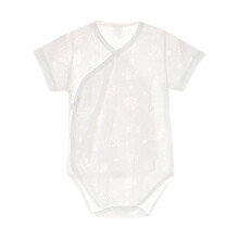 Body de verão para recém-nascido, macacão de algodão de manga curta com proteção abdominal, branco, 3-6 meses.