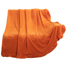Scallop Edge Throw Blanket, Soft Velvet Faux Fur Decorative Blanket, Fluffy Cozy Plush Light Blanket for Couch Sofa Chair Home Decor Orange