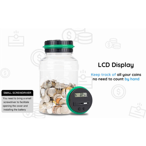 Digitale spaarpot met LCD-teller, 2,5 liter