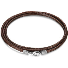 Lederhalskette mit Verschluss, 40–60 cm langes geflochtenes Seil, Verschluss aus Edelstahl 316L, 2 mm starkes schwarzes/braunes Lederband
