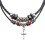 Κολιέ Boho σε vintage στυλ tribal, hippie, διπλής στρώσης, πλεγμένο με χάντρες για σταυρό, 1