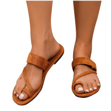 Sandálias femininas marrons, sandálias femininas, sandálias femininas de dedo com tira e anel para o verão, marrom 7
