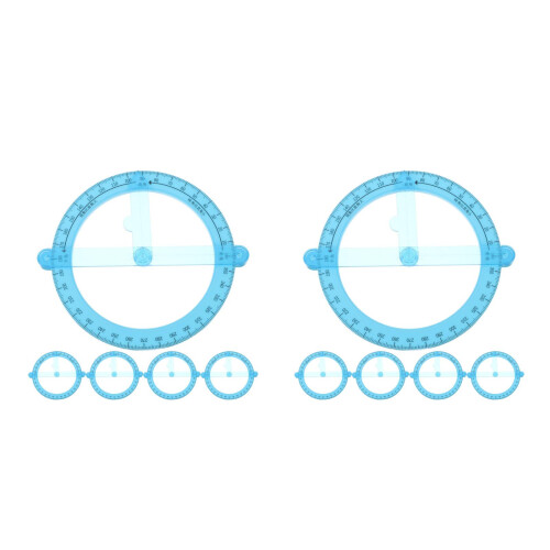 10Pcs Blue Swing Arm Protractor Plastic 360 Degree Math Teaching Tool 2