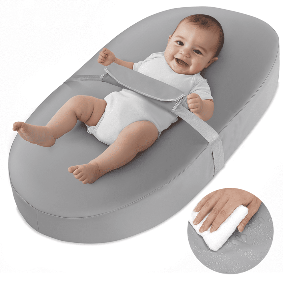 Baby Changing Pad, Wipeable Baby Changing Station For Diaper Change And Dresser, With Waterproof Pu Cover And Non-Slip Bottom, Portable, Grey