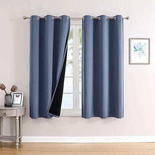 Blackout Curtains for Bedroom, Polyester, 2 Panels, 42x63 in