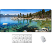 XXL Gaming-musemåtte 35,5x15,7", skridsikker base, syet kant, kompatibel med alle mus – Lake Tahoe