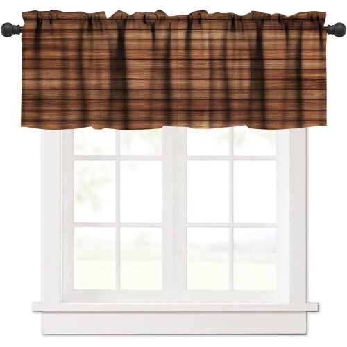 Κουρτίνα με τσέπη από καθαρό ξύλο, σκούρο καφέ, από σανίδα, 54x18 ίντσες, 1 πάνελ –