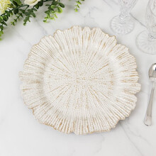 BalsaCircle6Antique White13" Acryl Houten Structuur Ronde Reef Onderborden