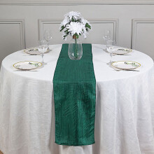 BalsaCircle 12" x 108" Tischläufer aus geräuchertem, geknittertem Taft in Jägergrün, Tischwäsche für Partys und Events