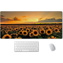 XXL Sunflower Field Gamingmusmatta 89,5 x 33,5 cm, halkfri gummibas, sydda kanter, kompatibel med alla möss