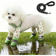Pantalones antipolvo y botas impermeables con tirantes para perros: protectores de patas ajustables y antideslizantes para lluvia/nieve, compatibles