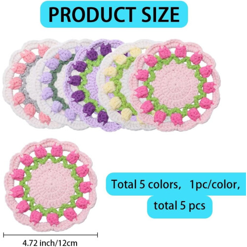5 Pack Floral Cotton Coasters 12 cm Round 1