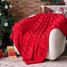 Oversized Faux Fur Blanket, 50"x60", Super Soft Cozy Throw, Red Fluffy Bed/Dorm Decor, Christmas/Birthday Gift for Women