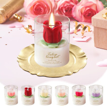 Scented Candles Gift Set, Valentine's Romantic Flower Cup Aromatherapy Candle for Christmas Dinner Birthday Party Wedding Holiday Decoration, Pink
