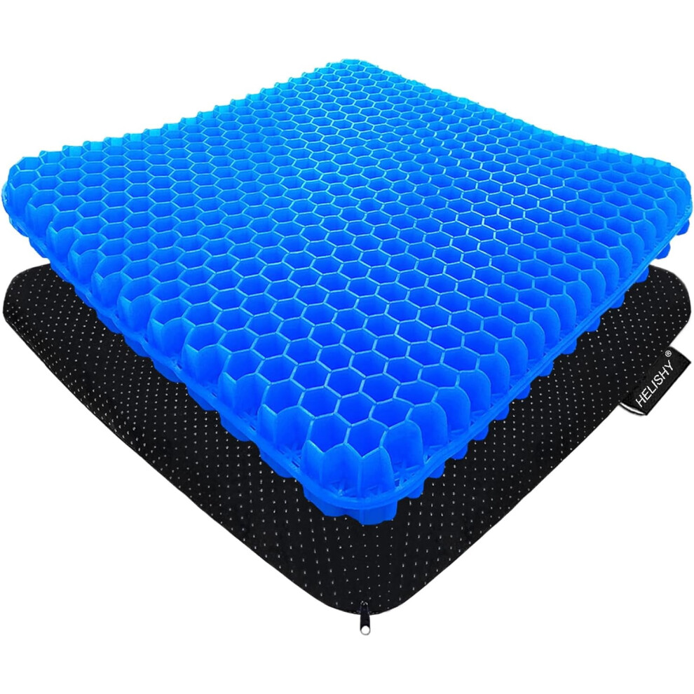 Gel Seat Cushion For Long Sitting Â 1.65" Double Thick Cooling Egg Crate, Hip/Sciatica/Coccyx Pain Relief, Compatible With Office Chair, Car & 9314556363122