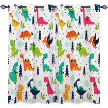 Dinosaur Curtains, Grommet, Light Filtering, Funny Dino Print, Privacy Panels for Kids' Room, 2 pcs, 52x63 in, compatible with standard rods