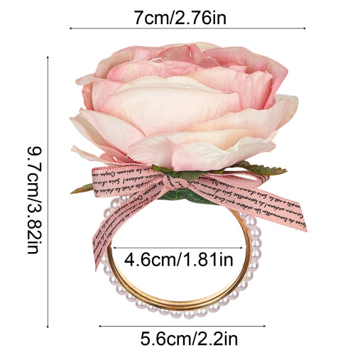 Rosa rose serviettring legering blomsterdesign 2