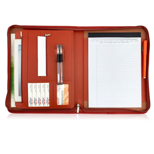PU Leather A4 Zippered Interview Folder & Resume Sleeve, Compatible with Tablets & Documents 2