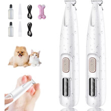 Rechargeable Waterproof Pet Hair Trimmer for Dogs, 50dB Low Noise, LED Light, Cordless for Paws/Eyes/Ears/Face – Compatible with Standard 2