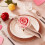Rosa rose serviettring legering blomsterdesign 4