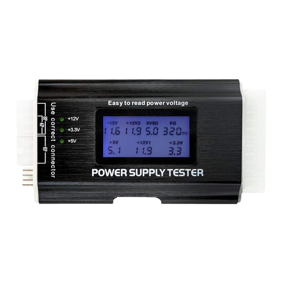 Pc Power Supply Tester With Lcd Display, 20/24/4/6/8 Pin, Compatible With Atx/Itx/Tfx/Btx 9314556364105