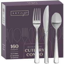 160-Piece Disposable Silverware Set: 80 Forks, 40 Spoons, 40 Knives – Heavy-Duty Plastic Cutlery for Parties & Daily Use