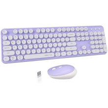Trådløs tastatur- og musekombination med runde retro-taster