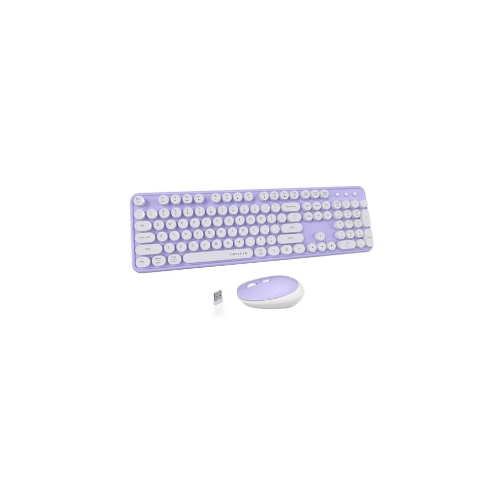 Colorful Wireless Keyboard & Mouse Combo, Typewriter Keys, 2.4Ghz, Optical Mouse, - Purple/White 9314556364020