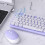 Conjunto de teclado e mouse sem fio com teclas redondas retrô. 3
