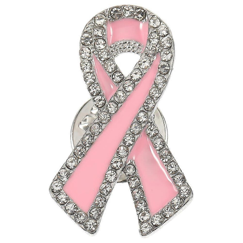 Kricely (As Show, One Size) Breast Cancer Pin Decorative Ribbon Brooch Breast Cancer Awareness Lapel Pin Metal Brooch Decor