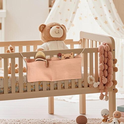 Pocket Organiser Cot Nappy Holder, MultiPurpose Baby Bag With Pockets, Bedside Table And Changing Table Accessory 1