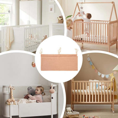 Pocket Organiser Cot Nappy Holder, MultiPurpose Baby Bag With Pockets, Bedside Table And Changing Table Accessory 2
