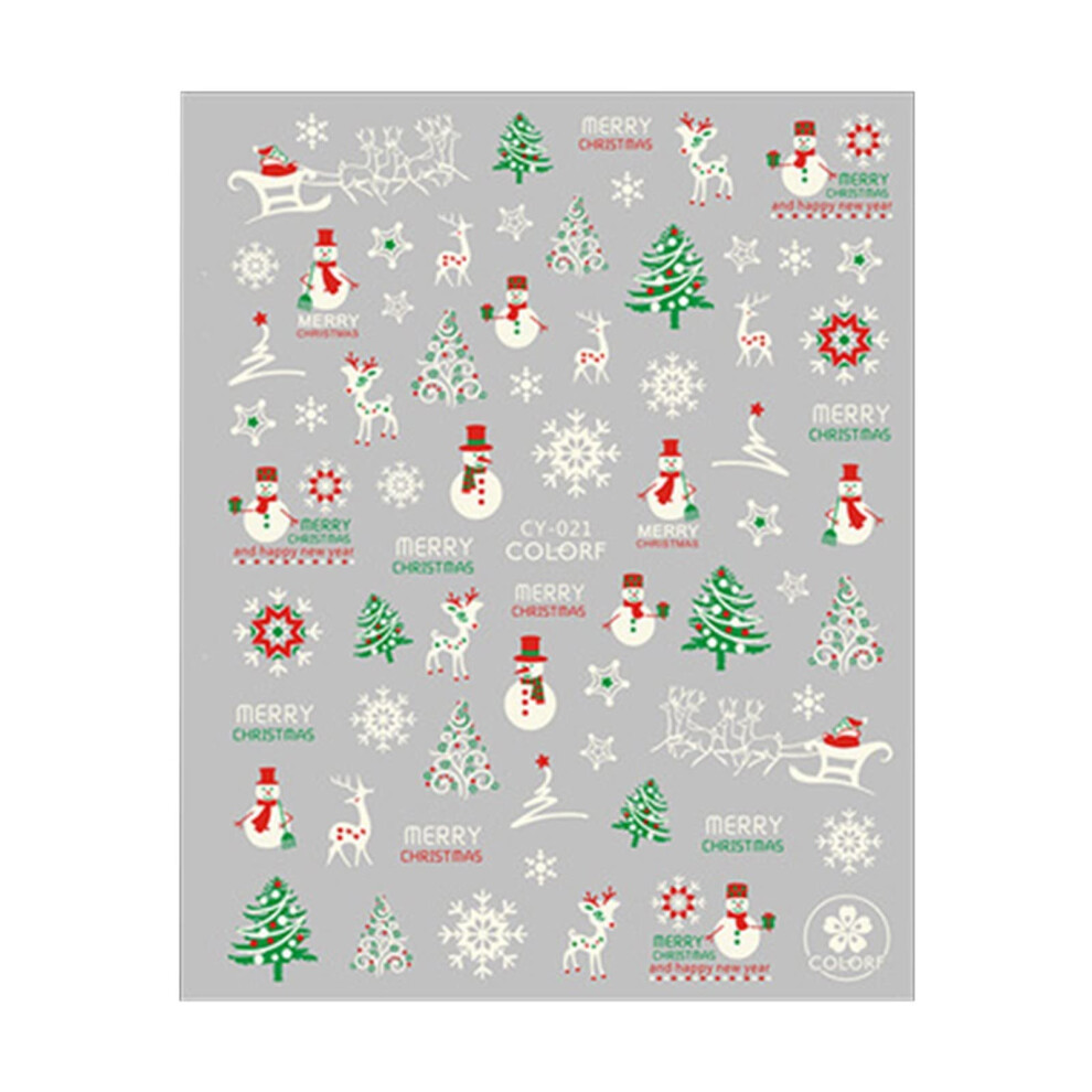 Dark Glow In The Nail Stickers 3D Luminous Christmas Decals For Manicure Halloween Decorations