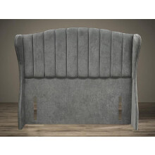 (Single 3ft, Mink) 54In Winged Panel Bed Headboard Floor Standing for Divan & Ottoman Bed in Plush Velvet 3ft, 4ft, 4ft6, 5ft & 6ft