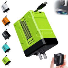 Uitschuifbare telefoonoplader, 120W 2-in-1 snellader met uitschuifbare kabels, opvouwbare wandstekkeradapter, voor telefoon, tablet en laptop