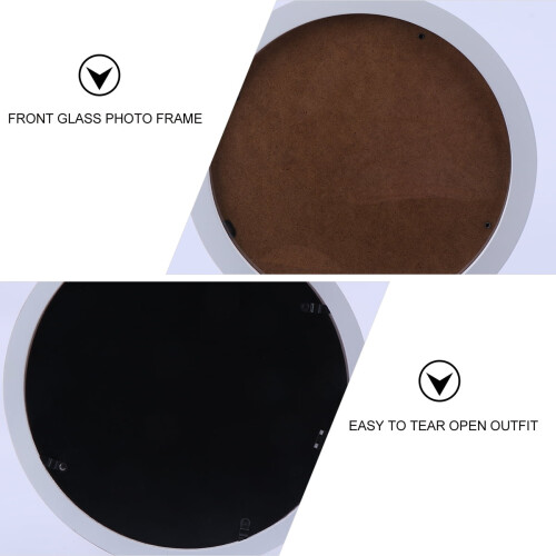 1Pc Creative White Wooden Round Photo Frame for Home Office 1