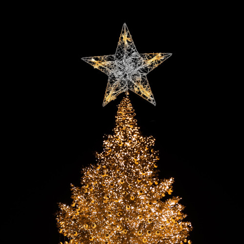 1Pack Christmas Tree Topper Luminous Star Silver Iron for Decorative Lighting 2